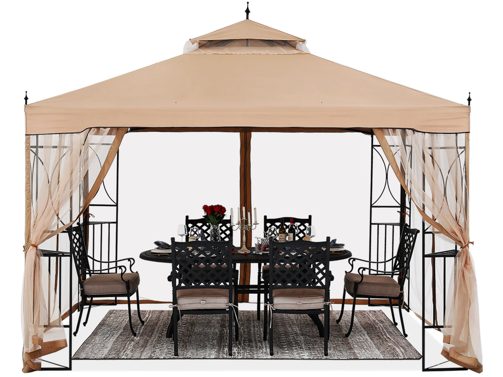 Gazebo Canopy with Netting & Corner Frame Screen Wall – 10x10, 10x12 - Image 11