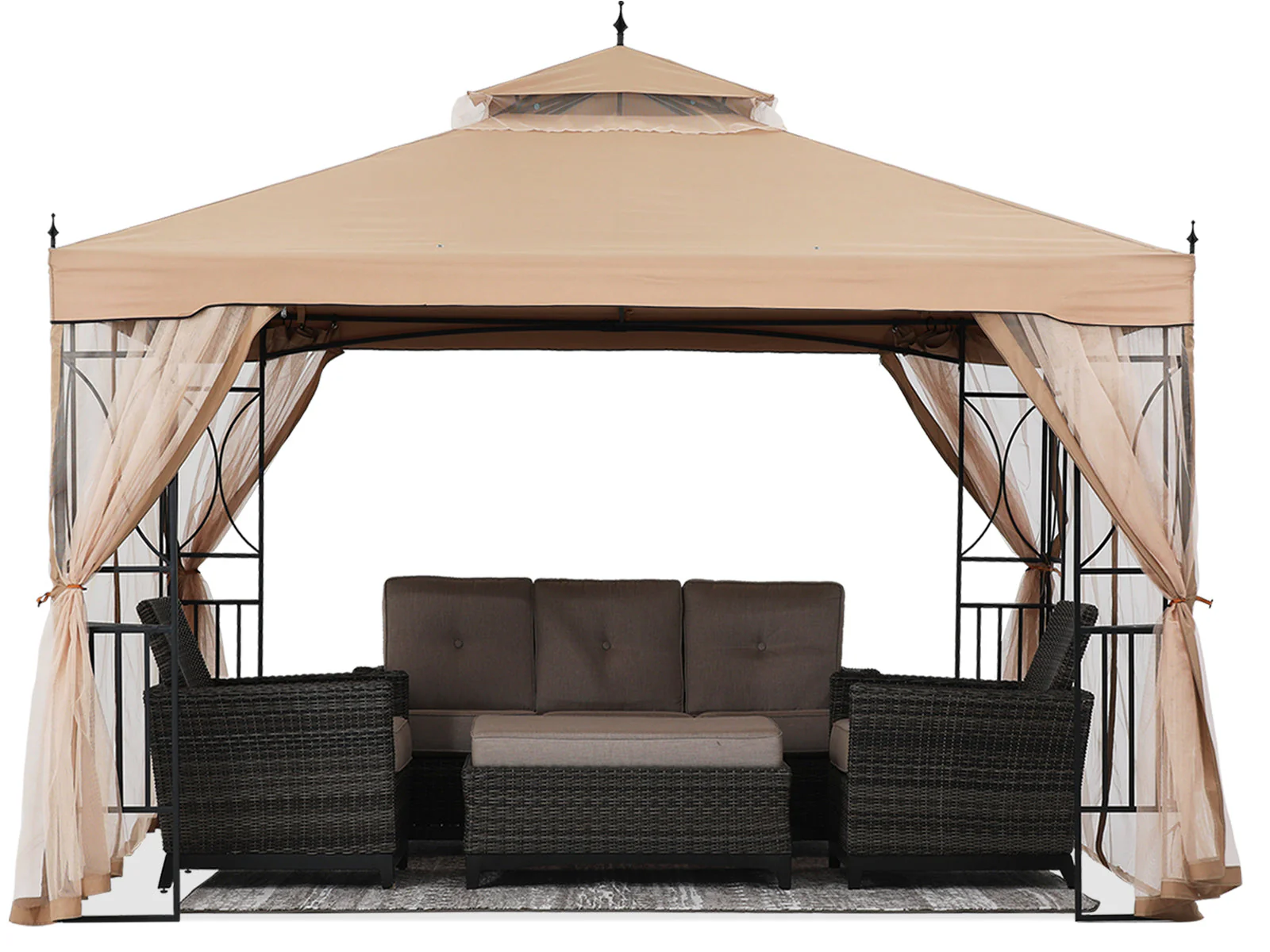 Gazebo Canopy with Netting & Corner Frame Screen Wall – 10x10, 10x12 - Image 12