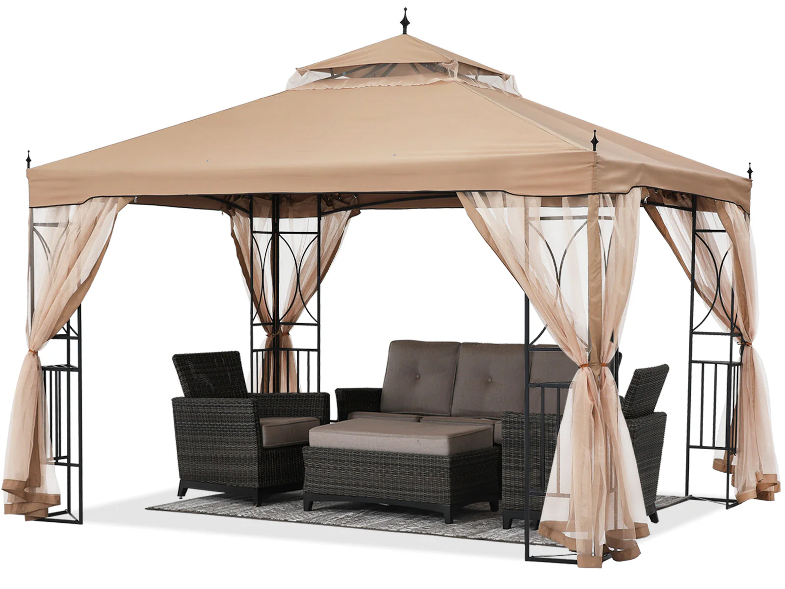 Gazebo Canopy with Netting & Corner Frame Screen Wall – 10x10, 10x12 - Image 13