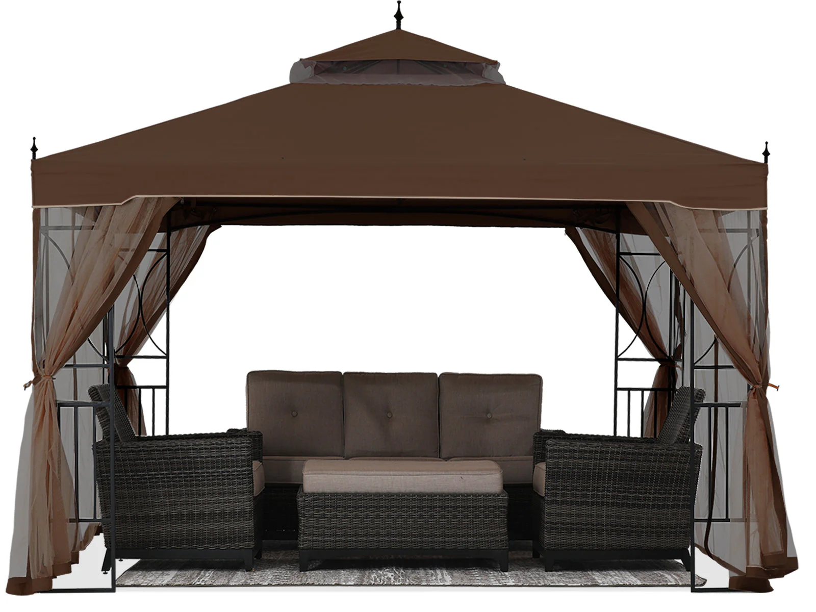 Gazebo Canopy with Netting & Corner Frame Screen Wall – 10x10, 10x12 - Image 2