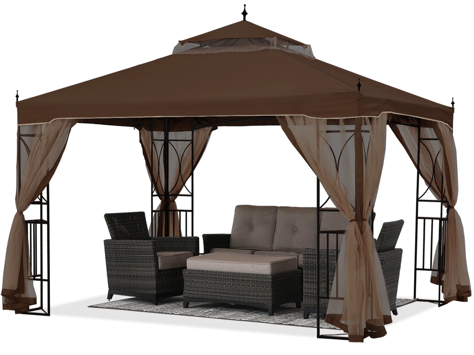 Gazebo Canopy with Netting & Corner Frame Screen Wall – 10x10, 10x12 - Image 3