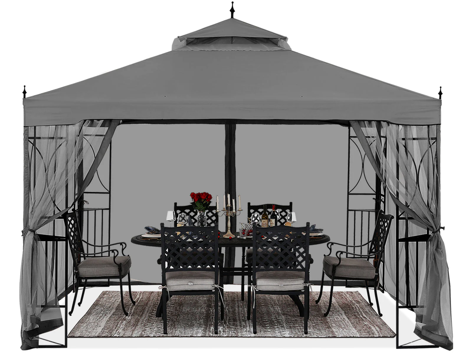 Gazebo Canopy with Netting & Corner Frame Screen Wall – 10x10, 10x12 - Image 6