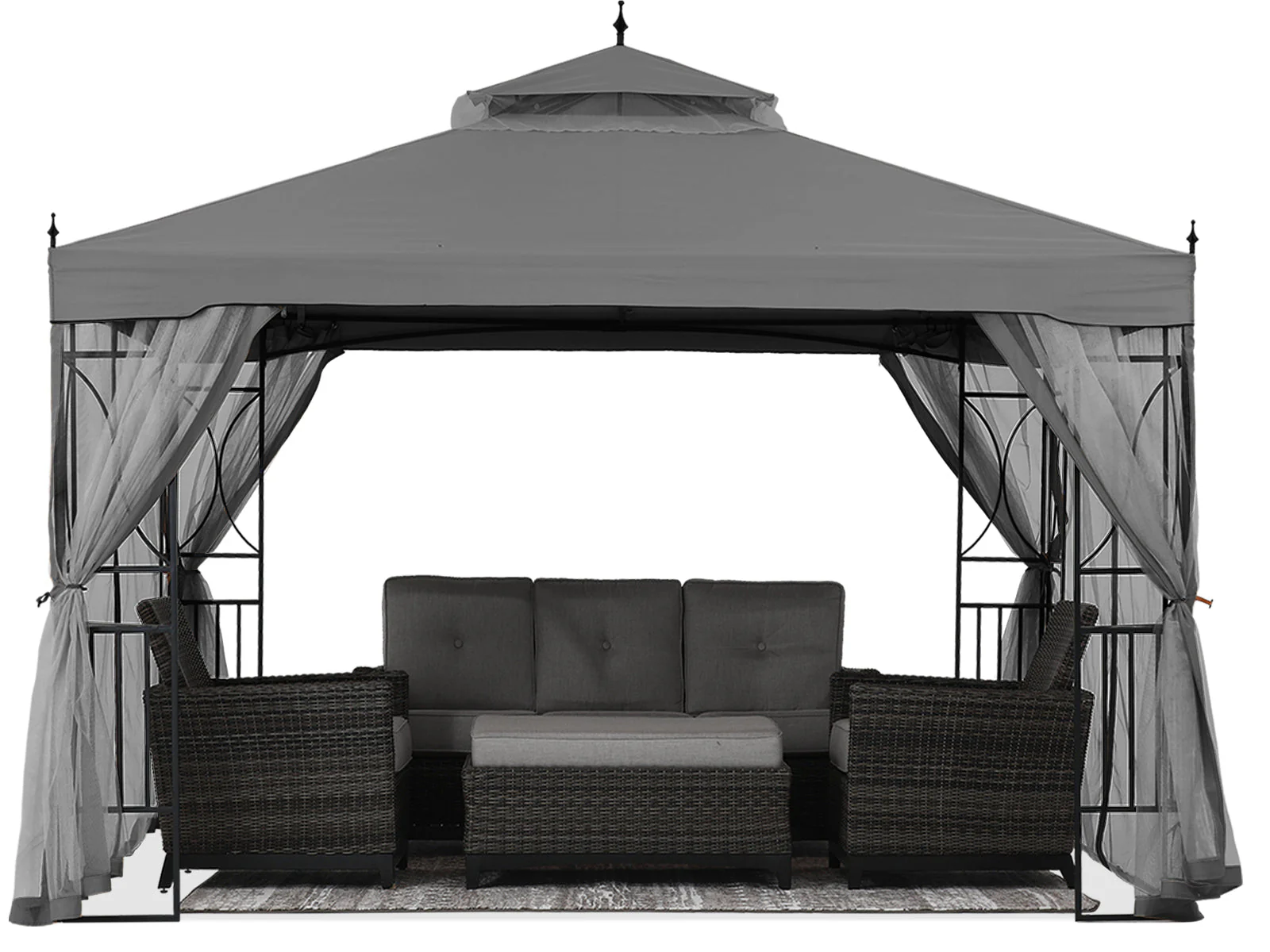 Gazebo Canopy with Netting & Corner Frame Screen Wall – 10x10, 10x12 - Image 7