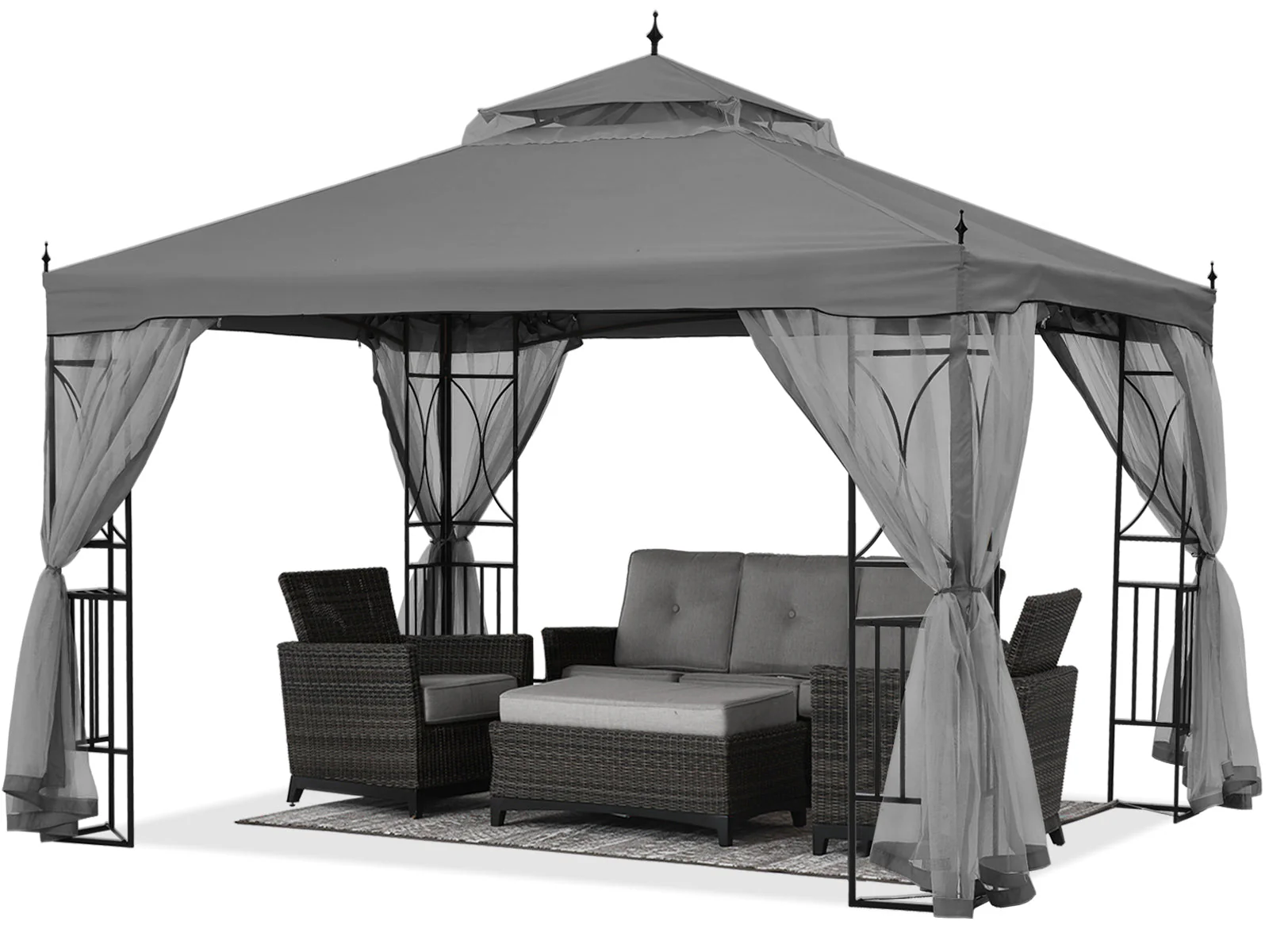 Gazebo Canopy with Netting & Corner Frame Screen Wall – 10x10, 10x12 - Image 8