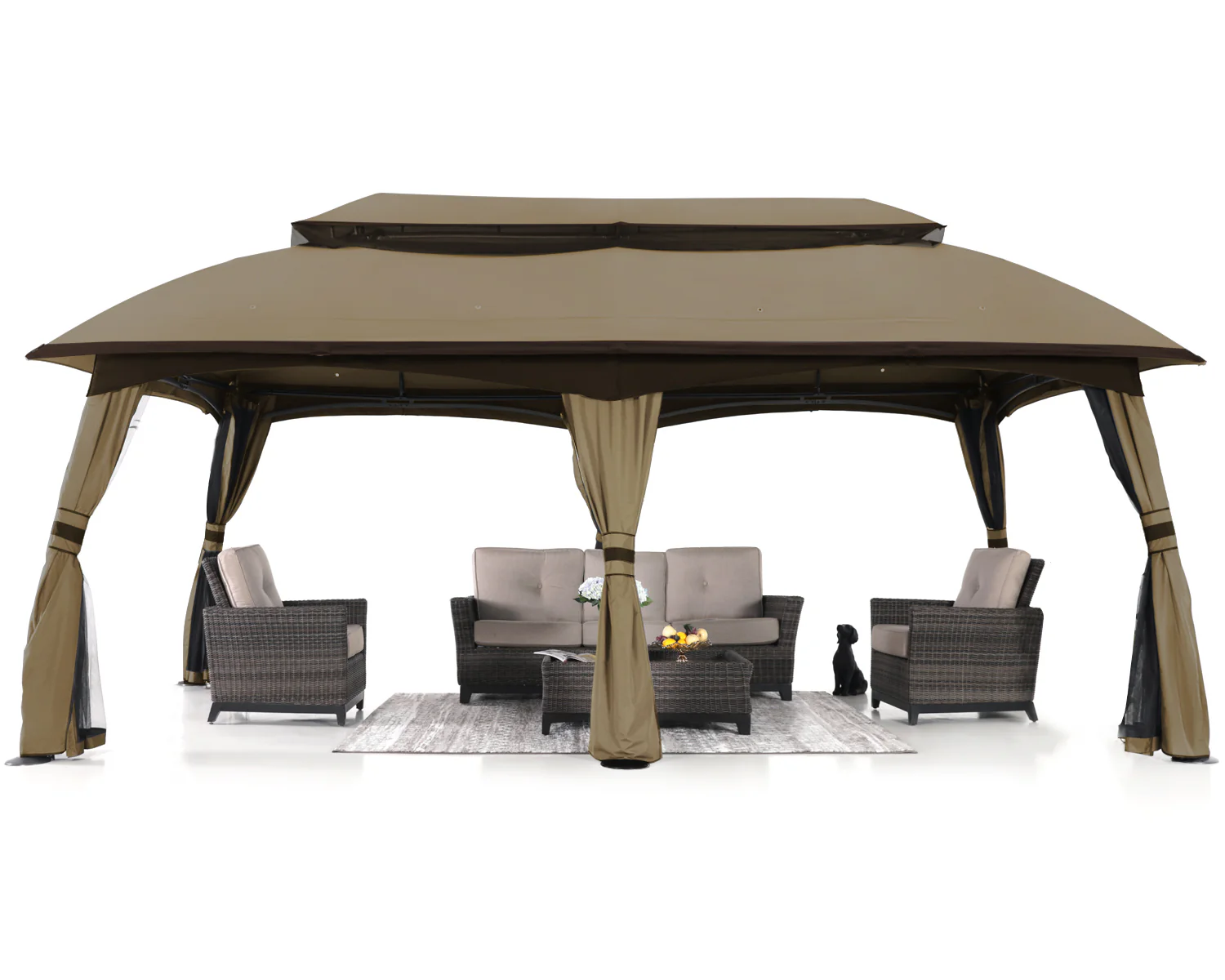 10x20 Outdoor Gazebo with Netting Wall and Pole Coverings - Image 2