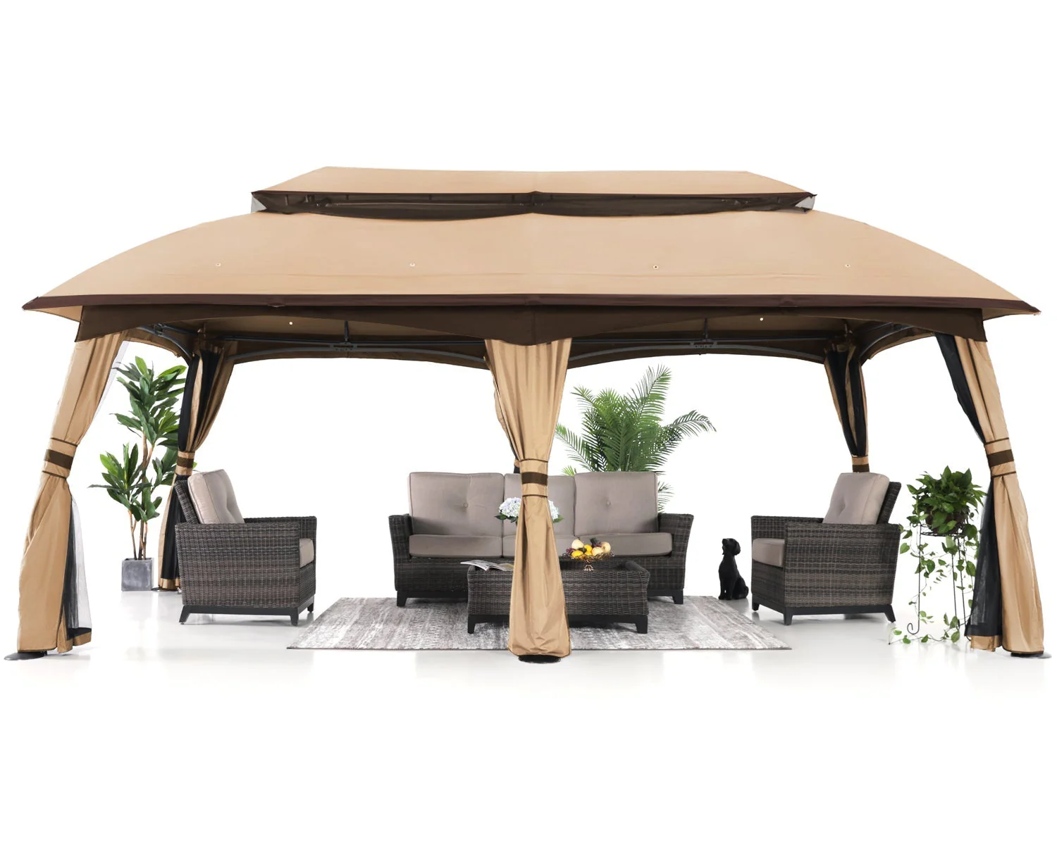 10x20 Outdoor Gazebo with Netting Wall and Pole Coverings - Image 9