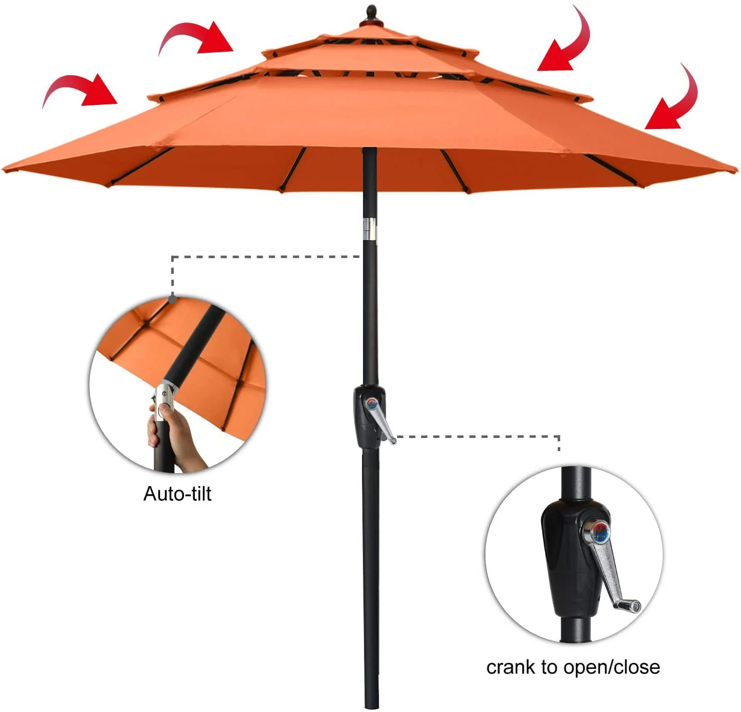 3 Tiers Patio Umbrella Outdoor Table Umbrella - Image 6