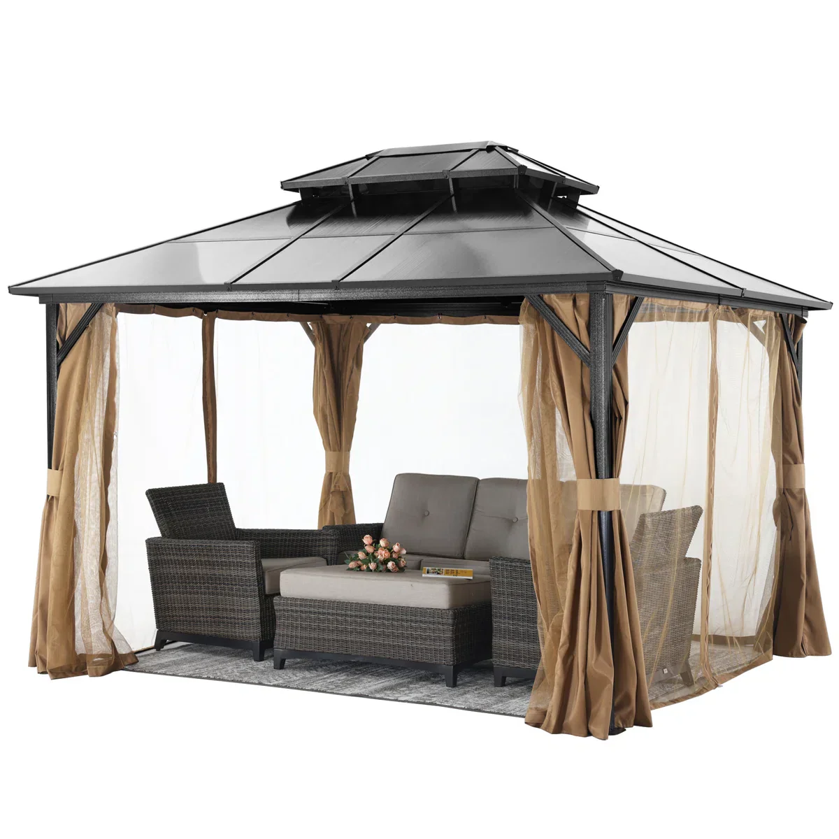 ABCCANOPY 10x12 Aluminum Patio Gazebo Double Roof Hardtop - Image 3