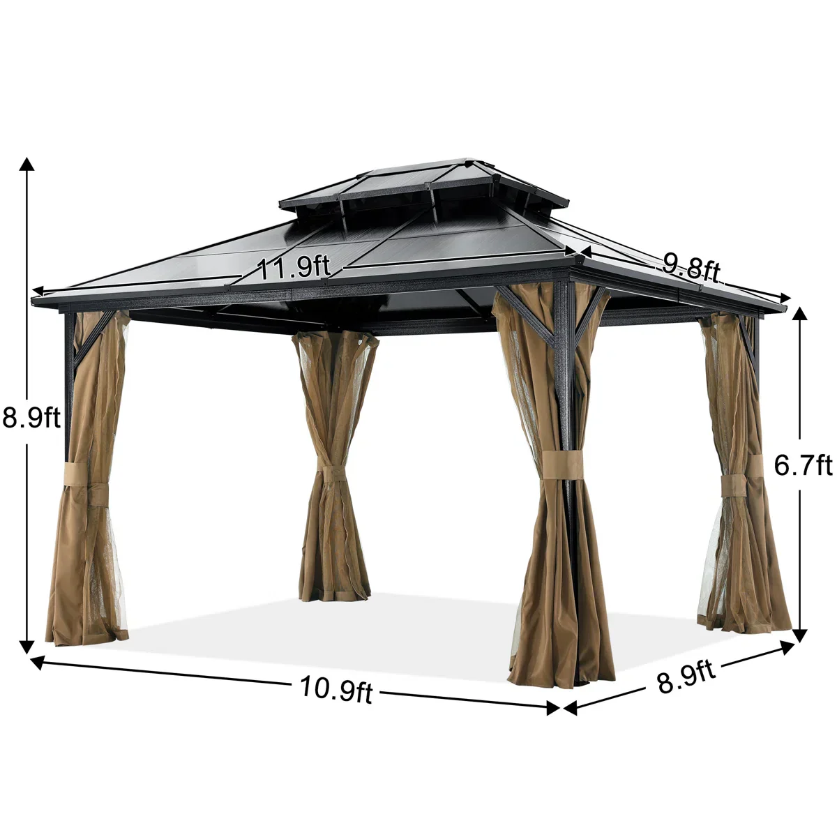 ABCCANOPY 10x12 Aluminum Patio Gazebo Double Roof Hardtop - Image 5