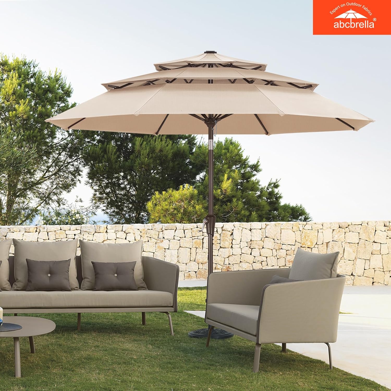 ABCCANOPY 9FT 3 Tiers Patio Umbrella 8 Ribs OLEFIN 5-Year No Fading - Image 2