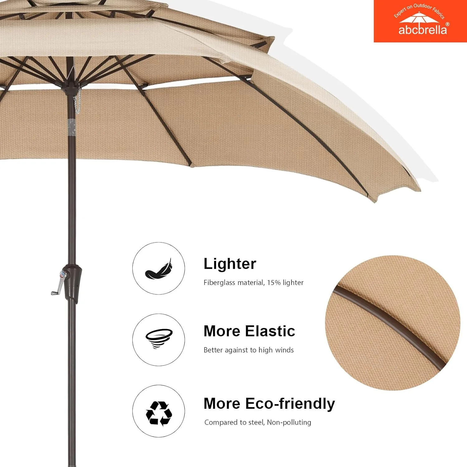 ABCCANOPY 9FT 3 Tiers Patio Umbrella 8 Ribs OLEFIN 5-Year No Fading - Image 7