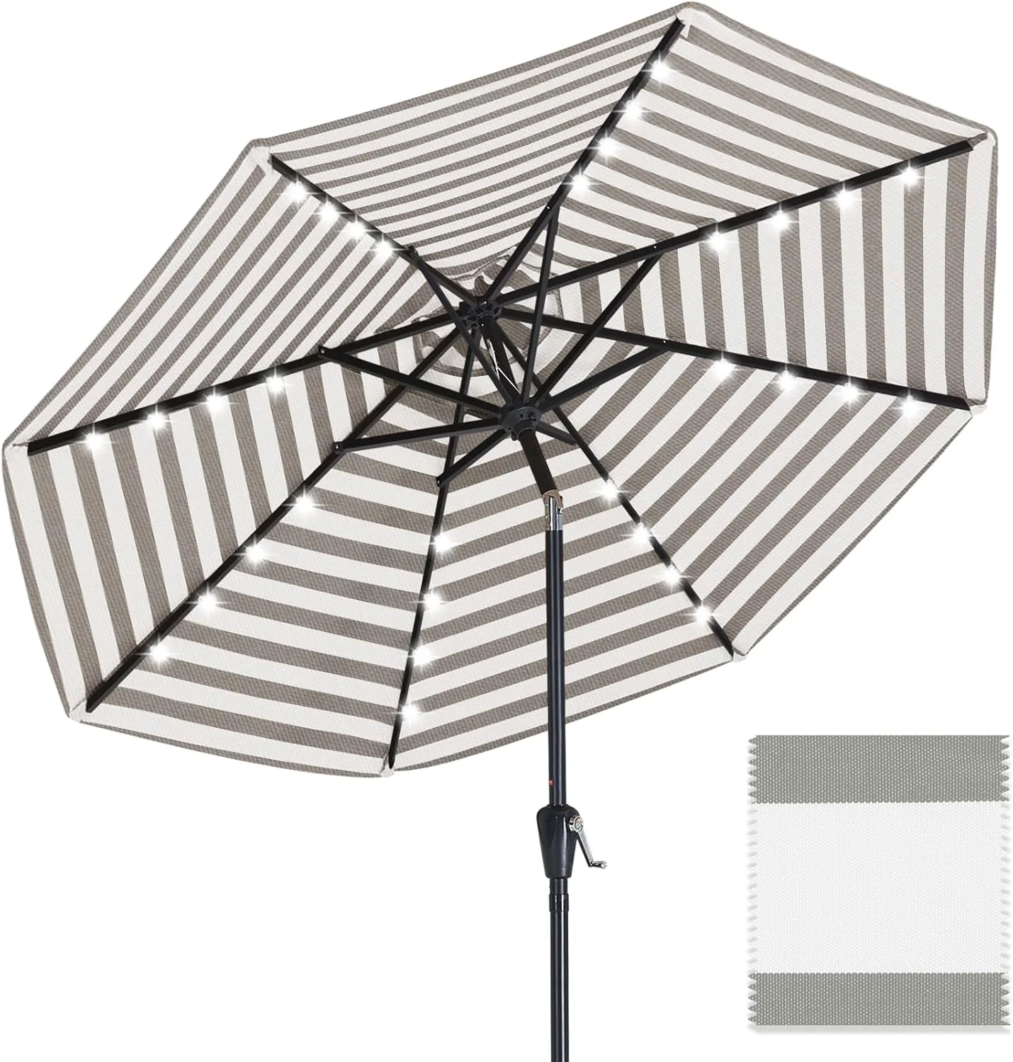 ABCCANOPY OLEFIN 5-Year No Fading Patio Umbrella with Solar Lights 9FT 8Ribs - Image 10