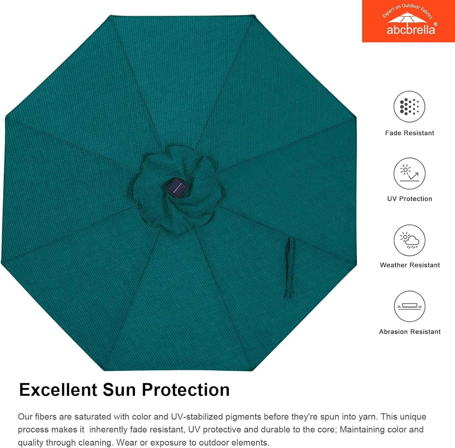 ABCCANOPY OLEFIN 5-Year No Fading Patio Umbrella with Solar Lights 9FT 8Ribs - Image 3