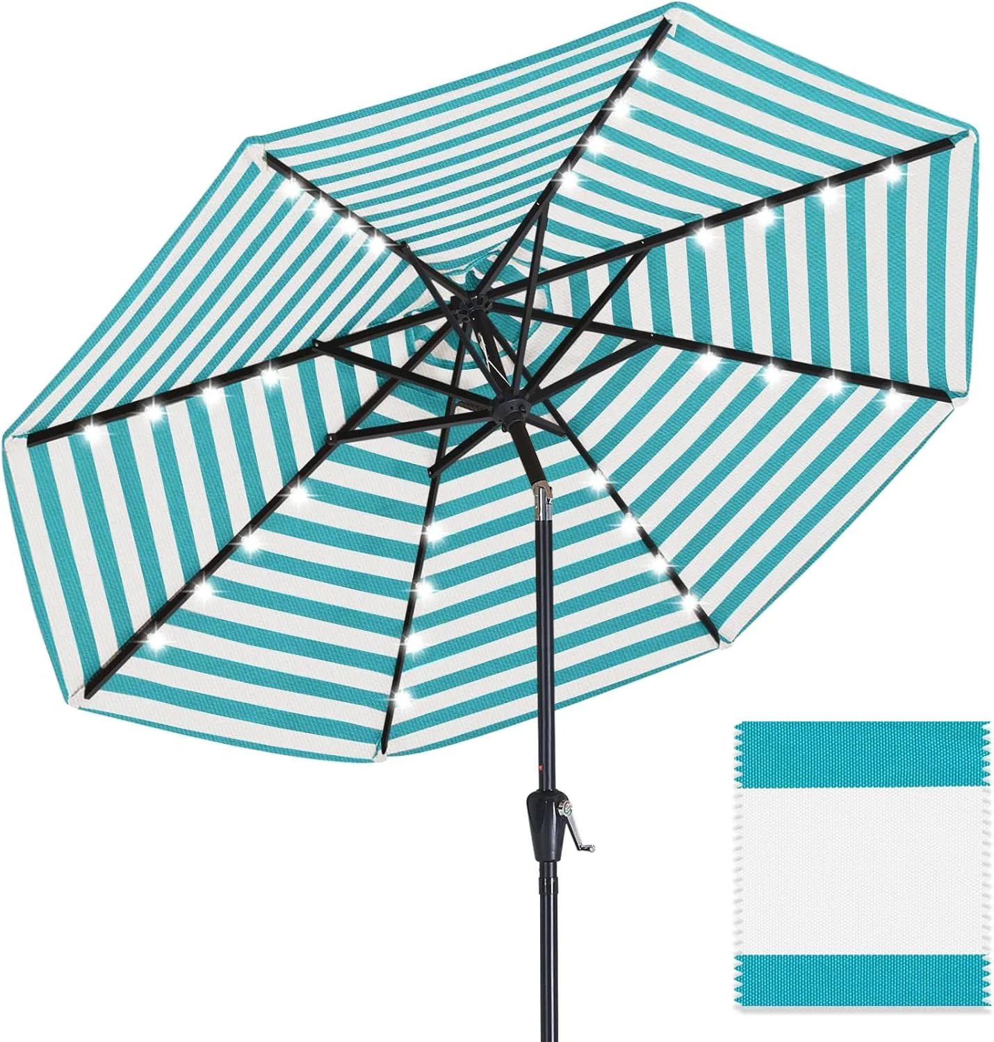 ABCCANOPY OLEFIN 5-Year No Fading Patio Umbrella with Solar Lights 9FT 8Ribs - Image 7