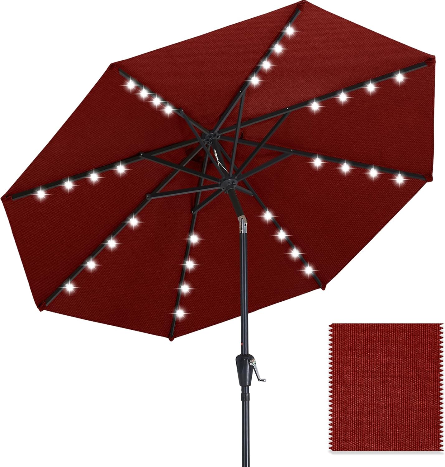 ABCCANOPY OLEFIN 5-Year No Fading Patio Umbrella with Solar Lights 9FT 8Ribs - Image 8