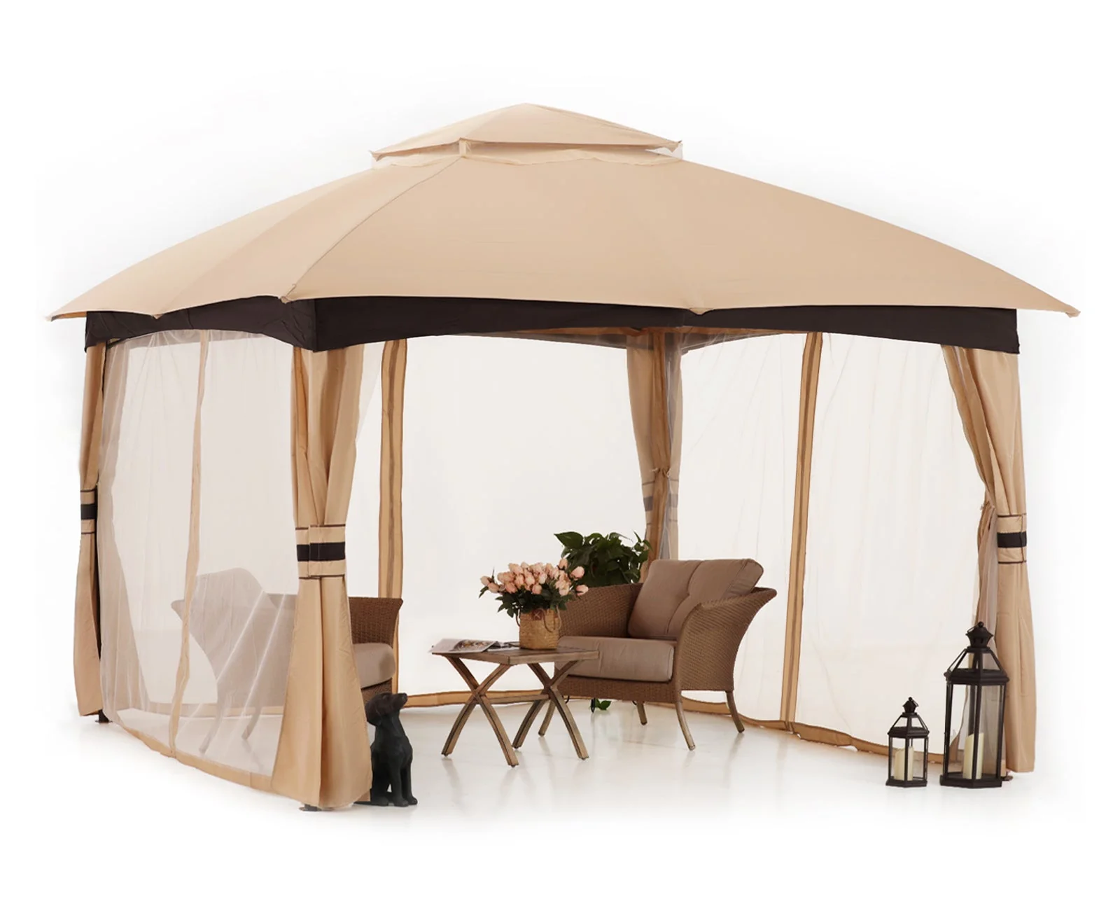 Double Soft-Top Patio Gazebo (Mesh Wall) - Image 14