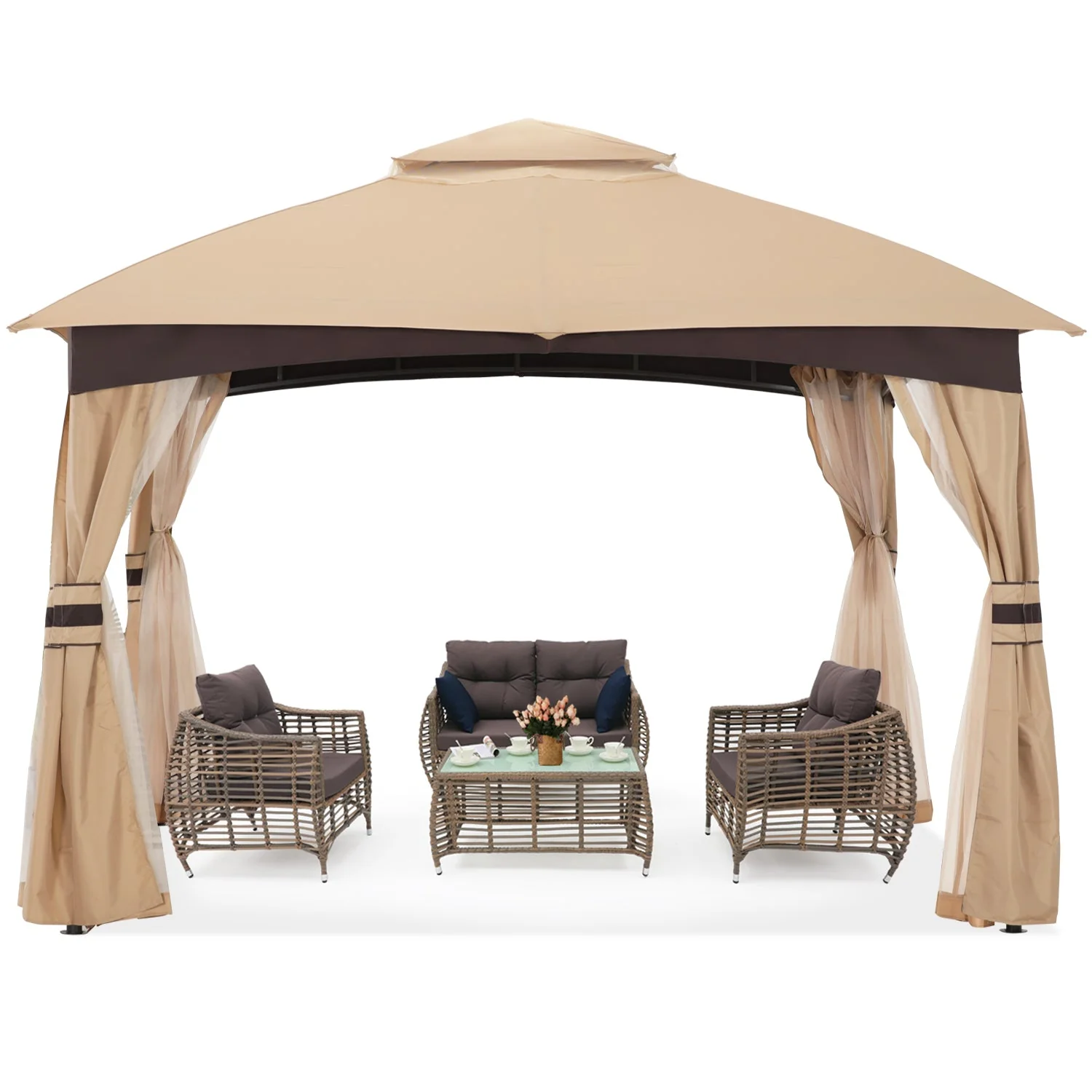 Double Soft-Top Patio Gazebo (Mesh Wall) - Image 16