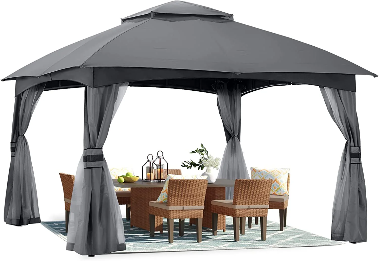 Double Soft-Top Patio Gazebo (Mesh Wall) - Image 2