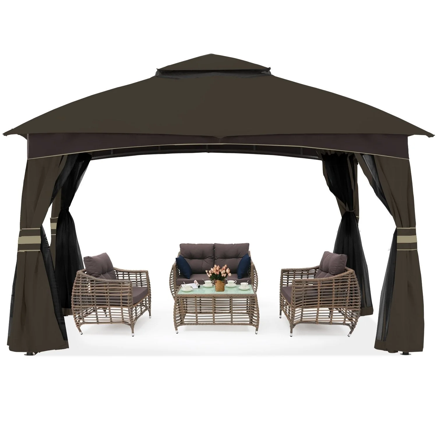 Double Soft-Top Patio Gazebo (Mesh Wall) - Image 3