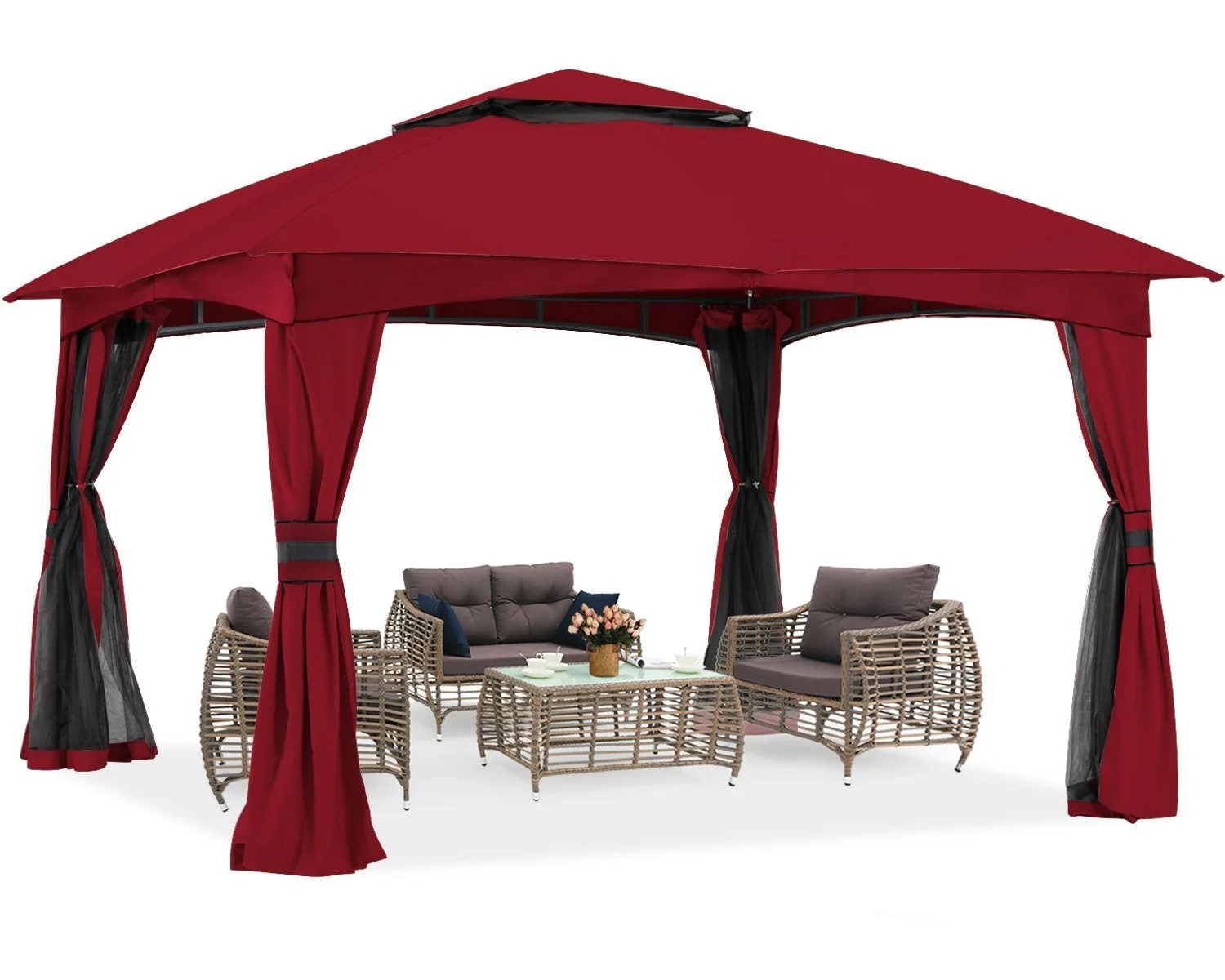 Double Soft-Top Patio Gazebo (Mesh Wall) - Image 7