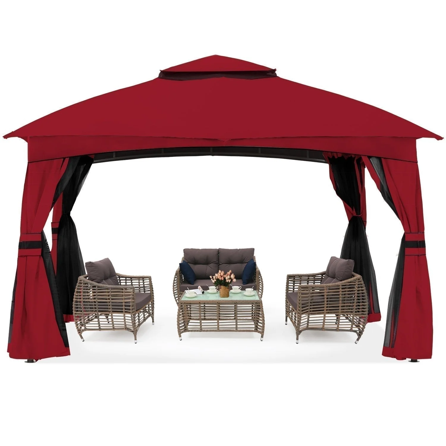 Double Soft-Top Patio Gazebo (Mesh Wall) - Image 8
