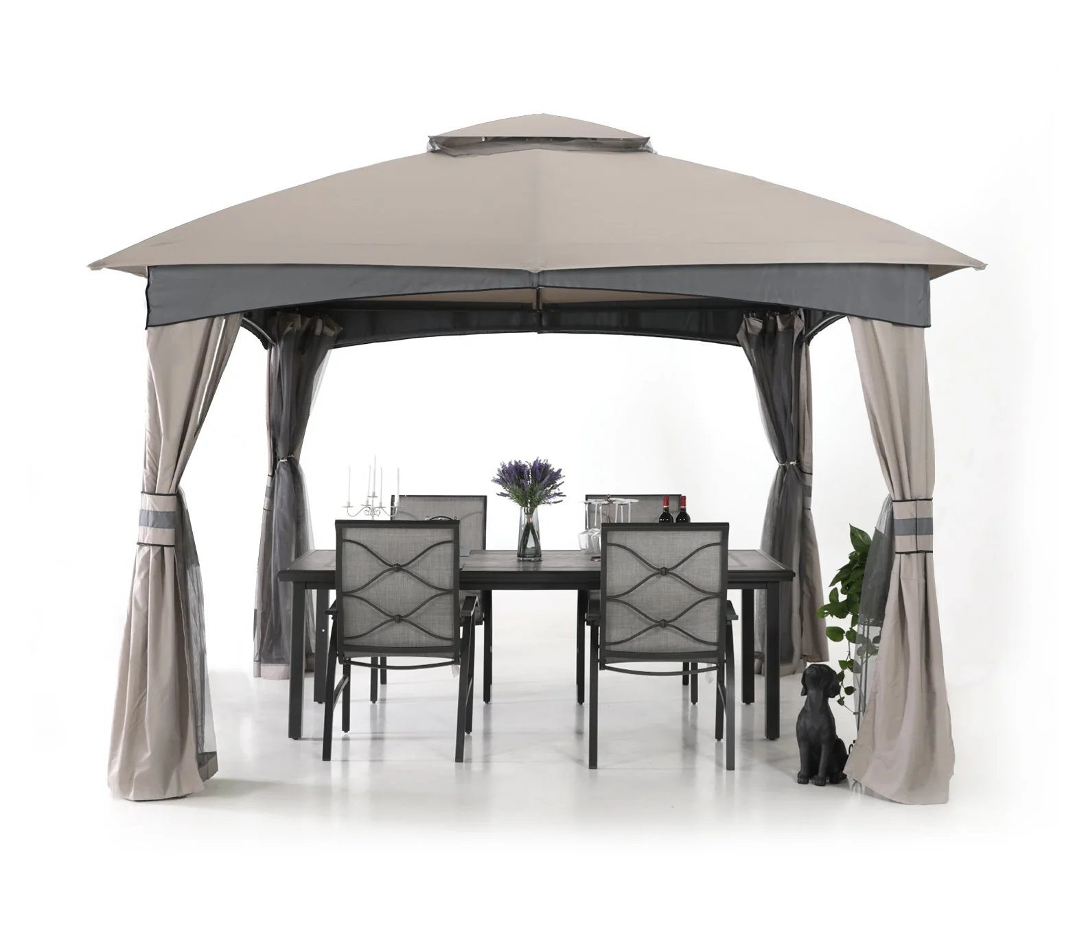 Double Soft-Top Patio Gazebo (Mesh Wall) - Image 9