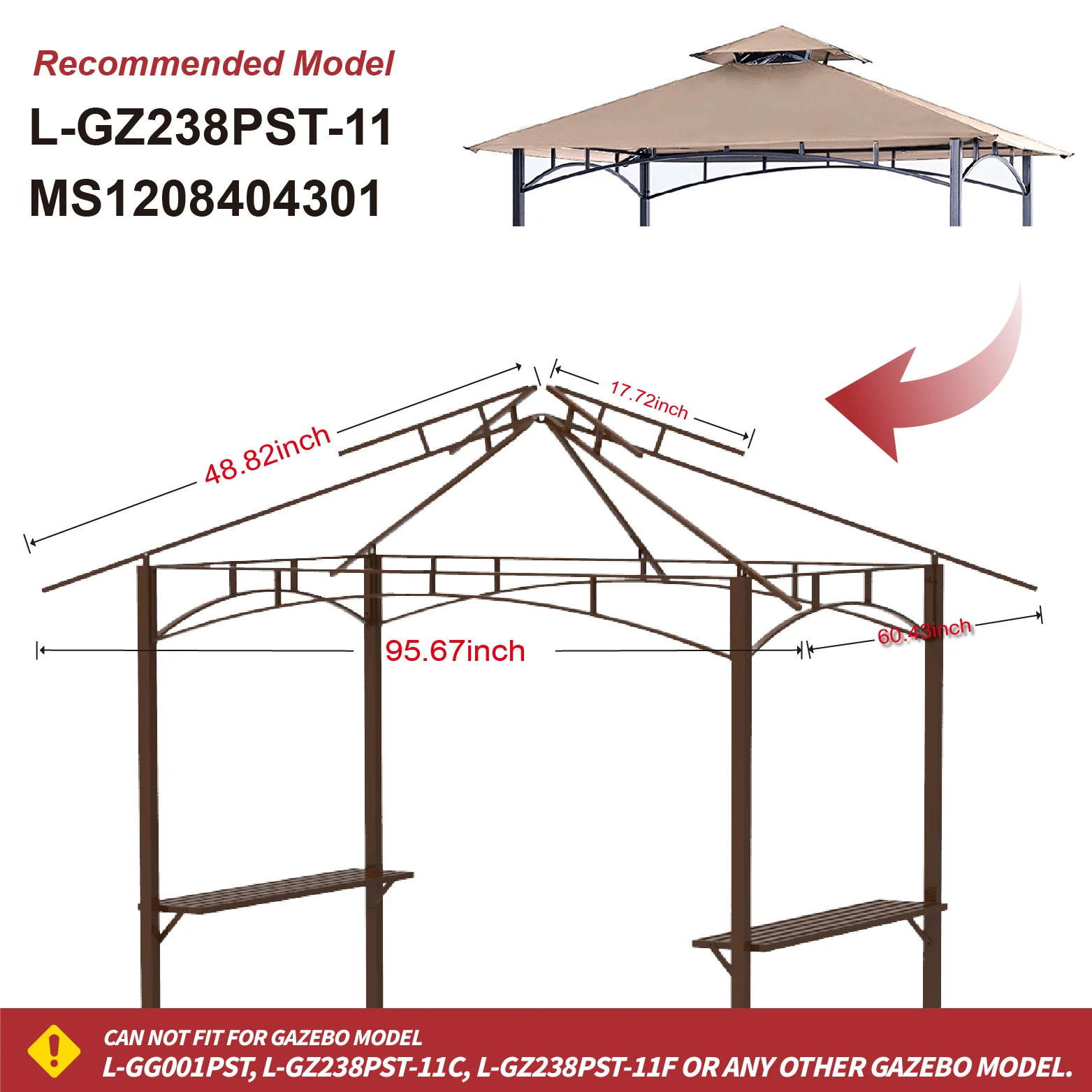 8x5 Grill Shelter Replacement Canopy Roof Only - Image 8