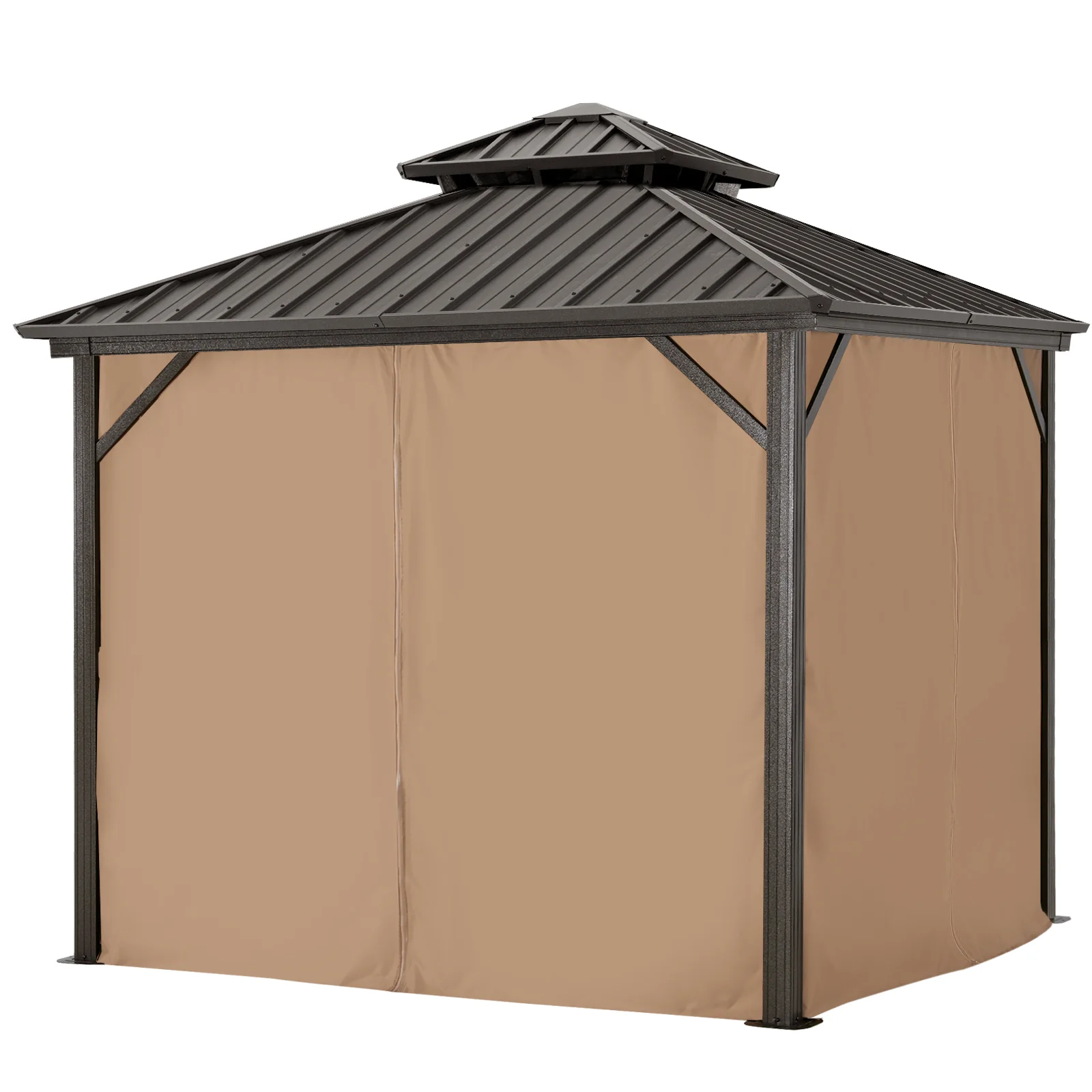 Hardtop Gazebo - Outdoor Permanent Double Top Gazebo With Netting - Image 23