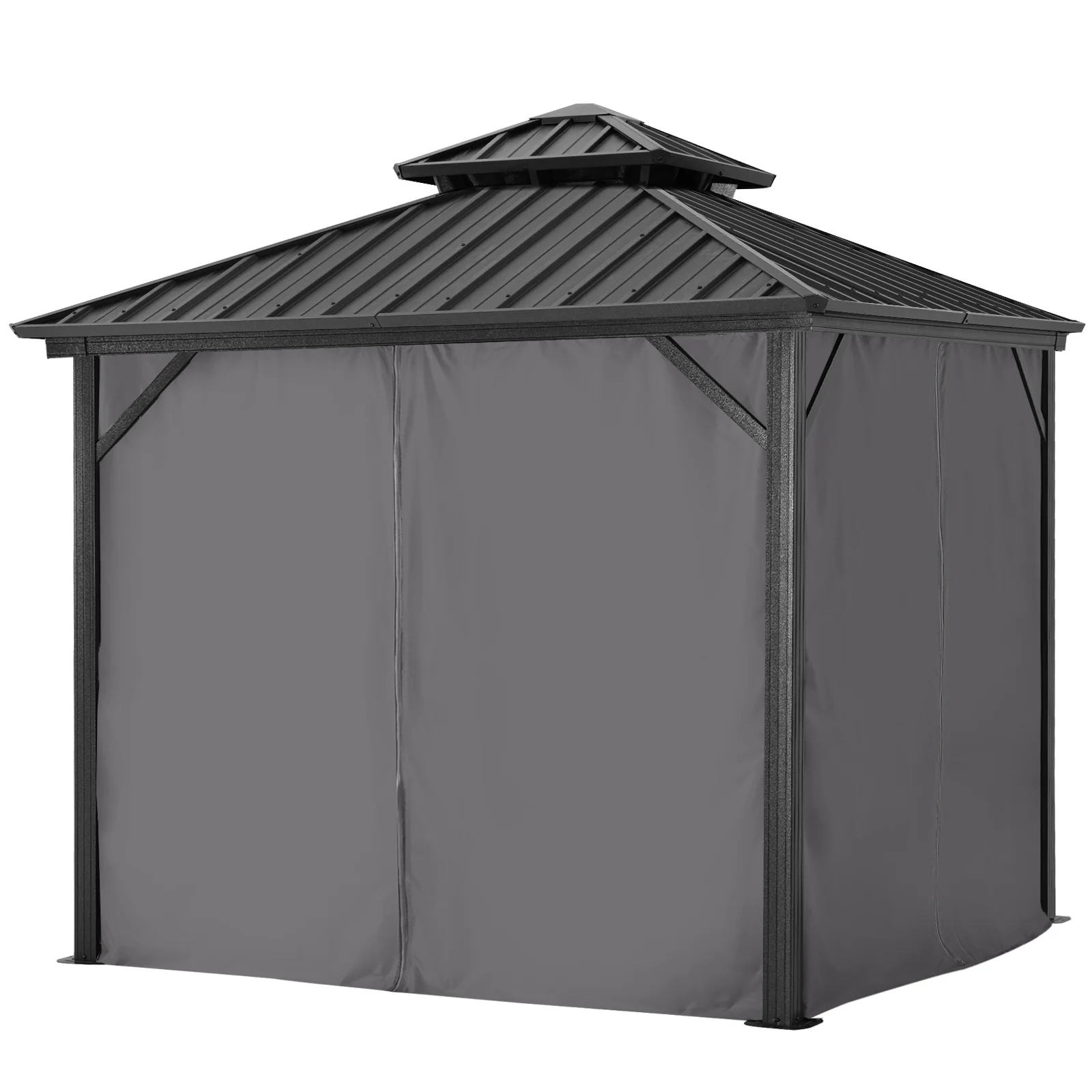 Hardtop Gazebo - Outdoor Permanent Double Top Gazebo With Netting - Image 27