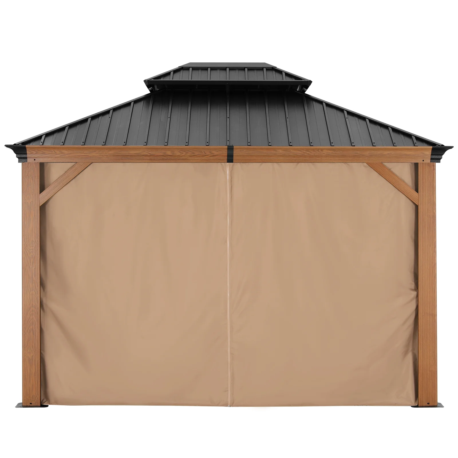 Hardtop Gazebo - Outdoor Permanent Double Top Gazebo With Netting - Image 39