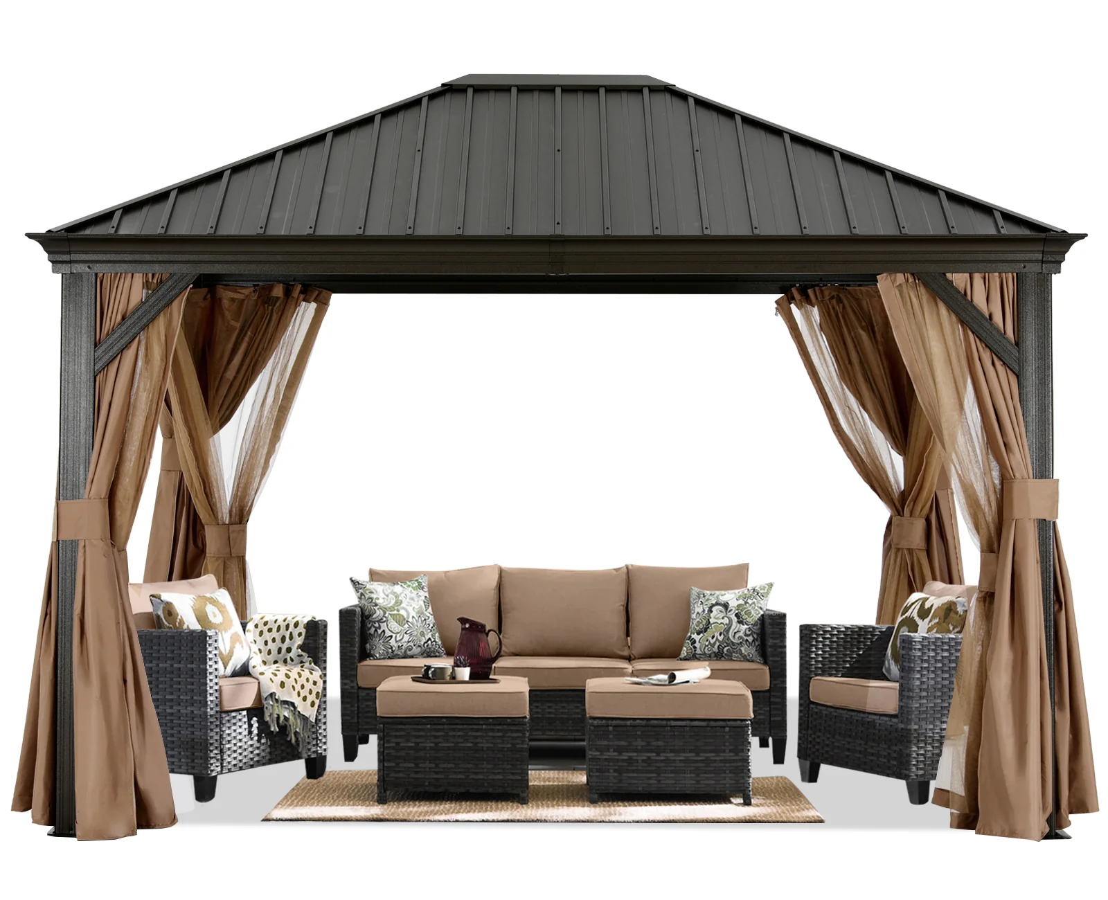 Hardtop Gazebo - Outdoor Permanent Gazebo with Netting - Image 15