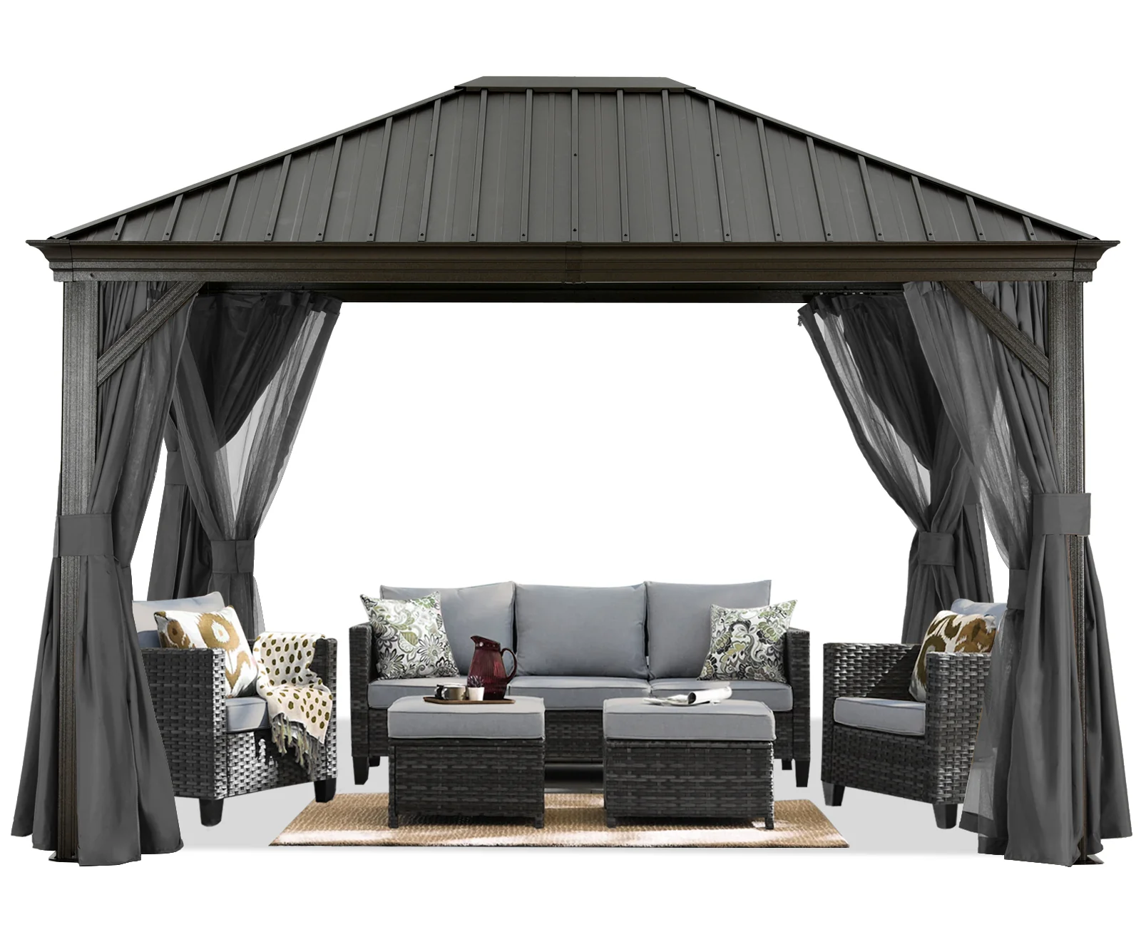 Hardtop Gazebo - Outdoor Permanent Gazebo with Netting - Image 2