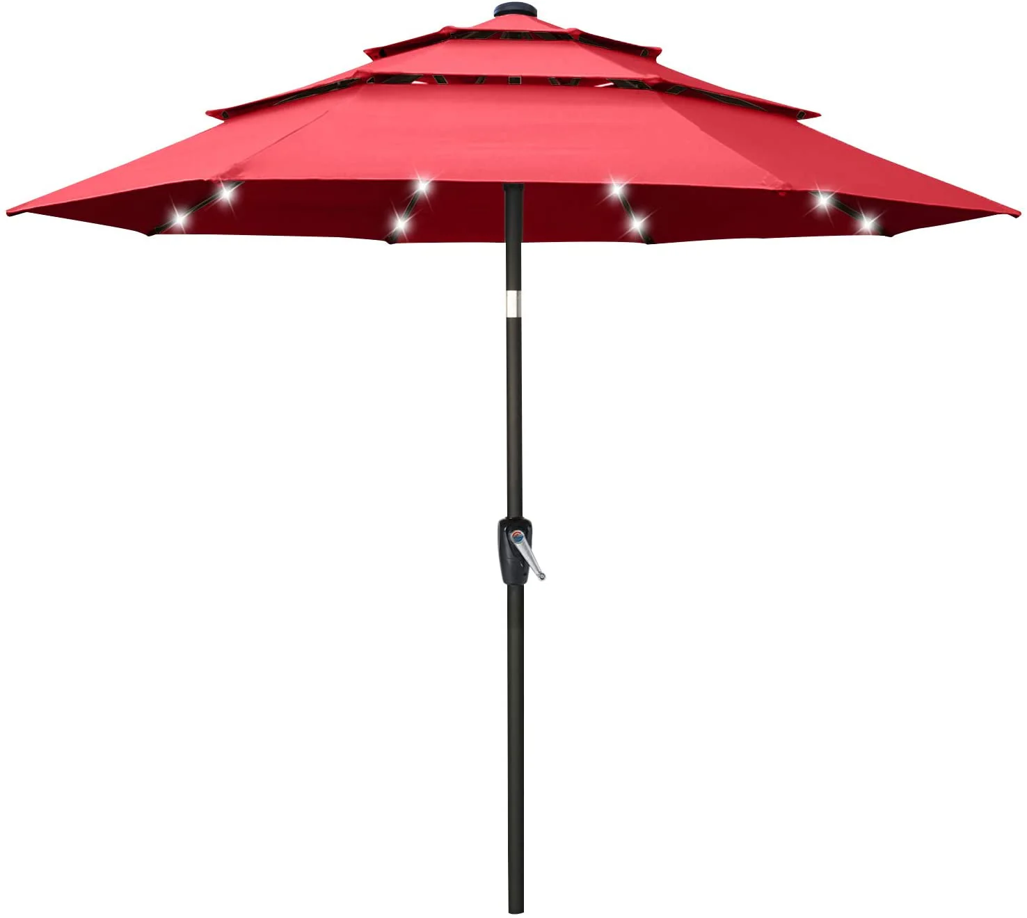 Solar 3 Tiers Patio Umbrella Outdoor with LED - Image 4