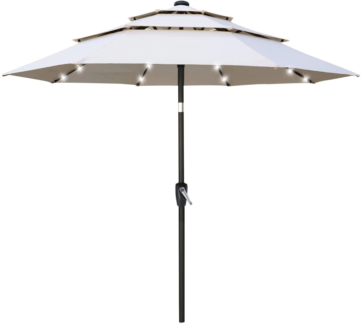 Solar 3 Tiers Patio Umbrella Outdoor with LED - Image 8