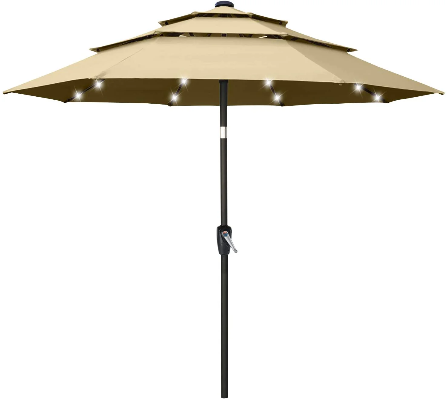 Solar 3 Tiers Patio Umbrella Outdoor with LED - Image 9